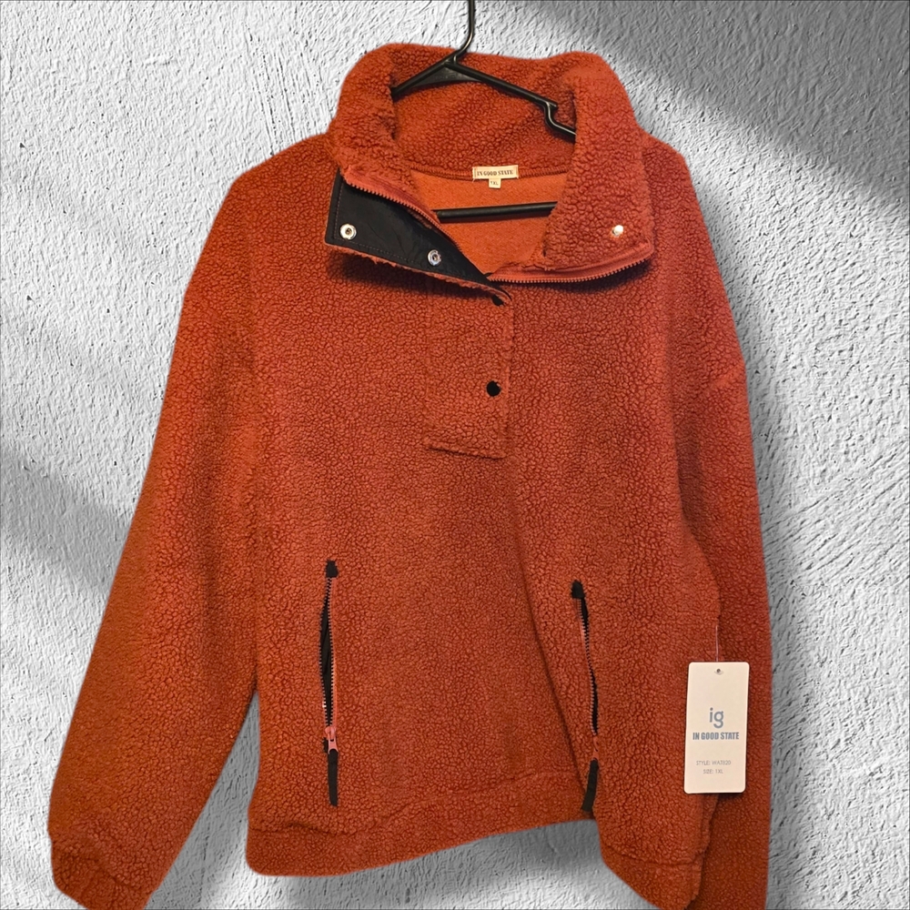 IG Rust Orange Fleece Pullover